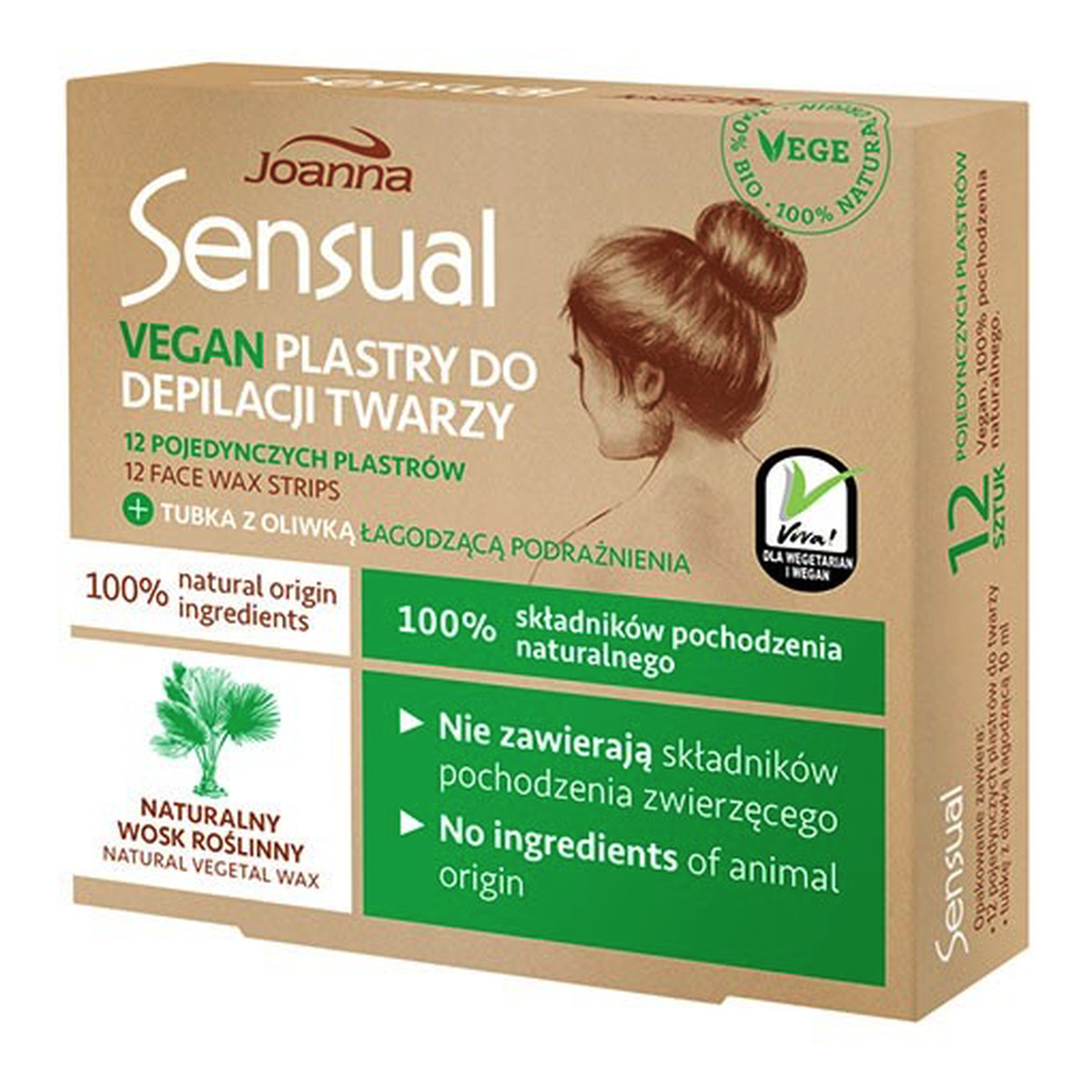 Joanna Sensual plastry do depilacji twarzy Vegan Naturalny Wosk 12szt.