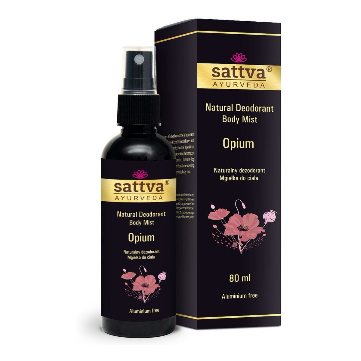 Sattva Natural Deodorant Body Mist naturalny Dezodorant w formie mgiełki do ciała opium 80ml