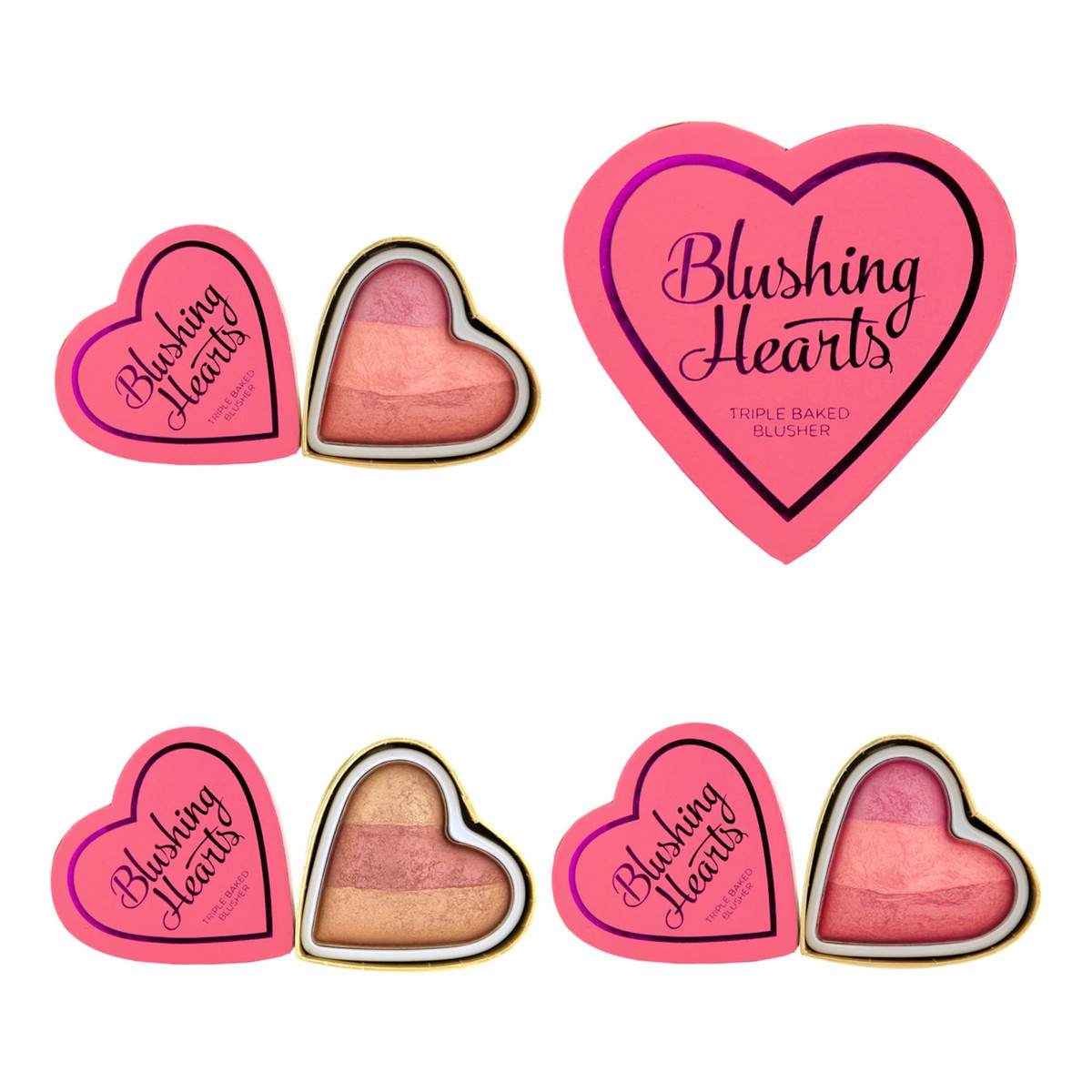Makeup Revolution I Love Make Up Blushing Hearts Potrójnie Wypiekany Róż Bronzer Do Twarzy 10g