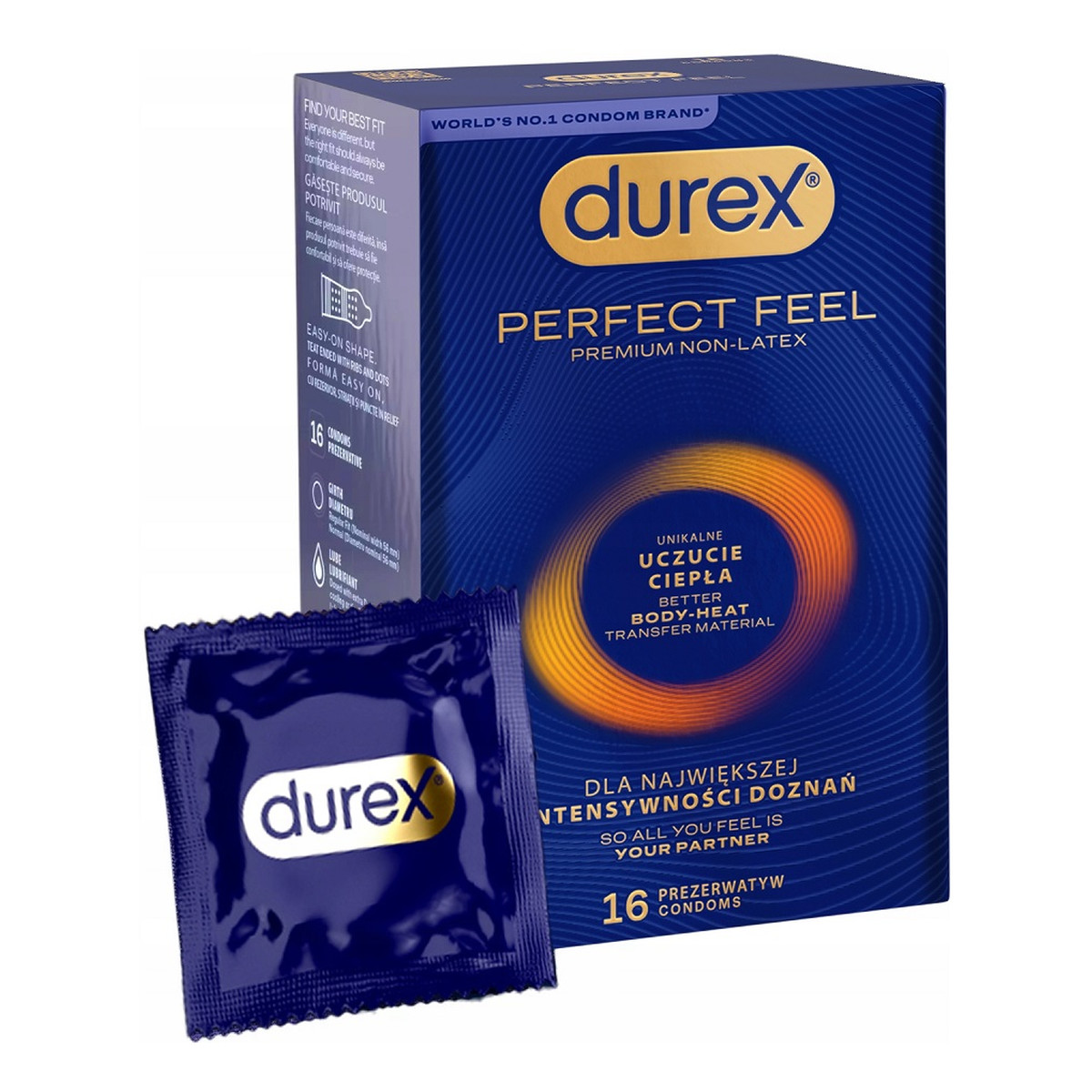 Durex Perfect feel prezerwatywy unikalne uczucie ciepła 16szt