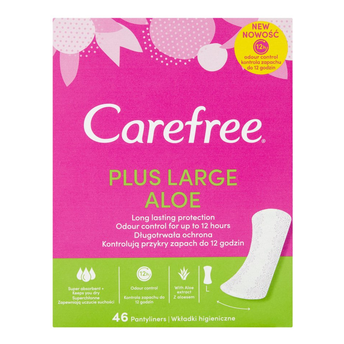 Carefree PLUS LARGE ALOE WKŁADKI HIGIENICZNE 46 SZTUK