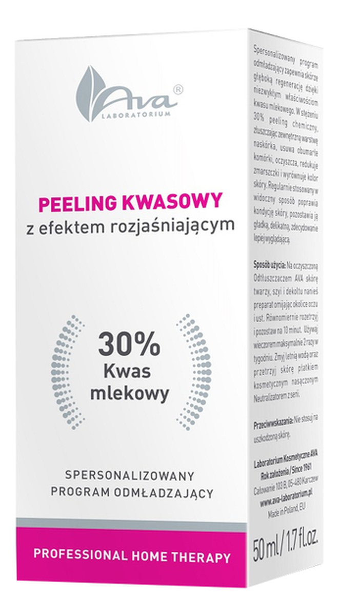 PHT Peeling kwasowy z efektem rozjaśniającym Kwas mlekowy 30%