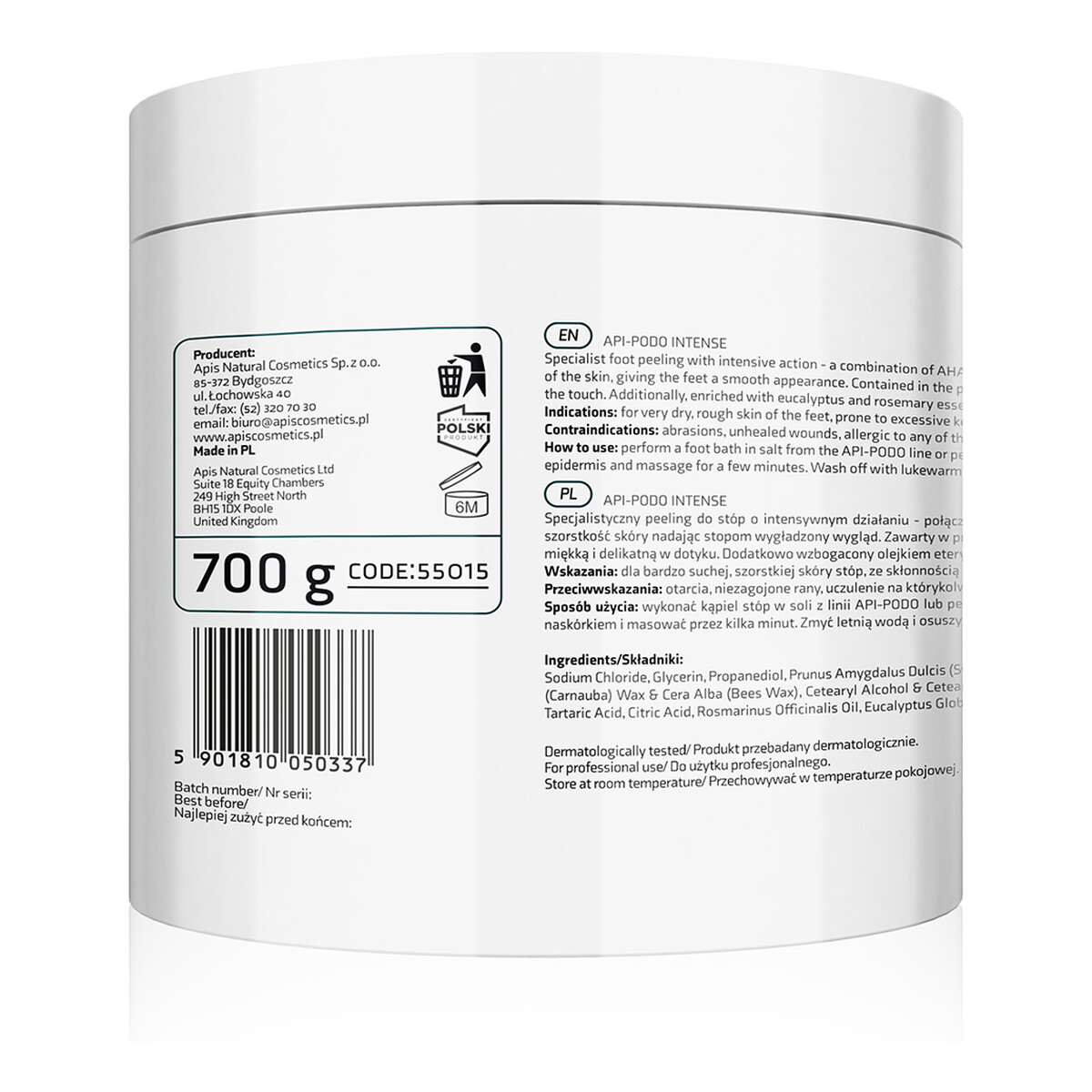 Apis Api-Podo Intense Złuszczający peeling do stóp z kwasami AHA i mocznikiem 700g