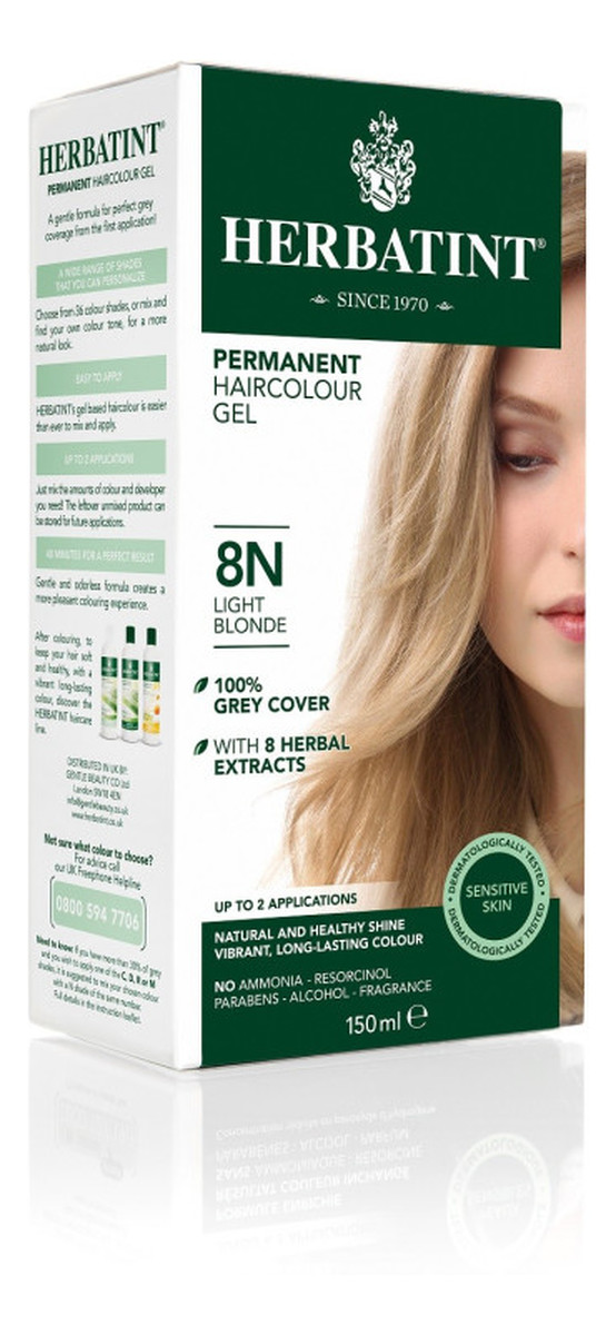 Trwała Farba Do Włosów W Żelu Jasny Blond (8N)