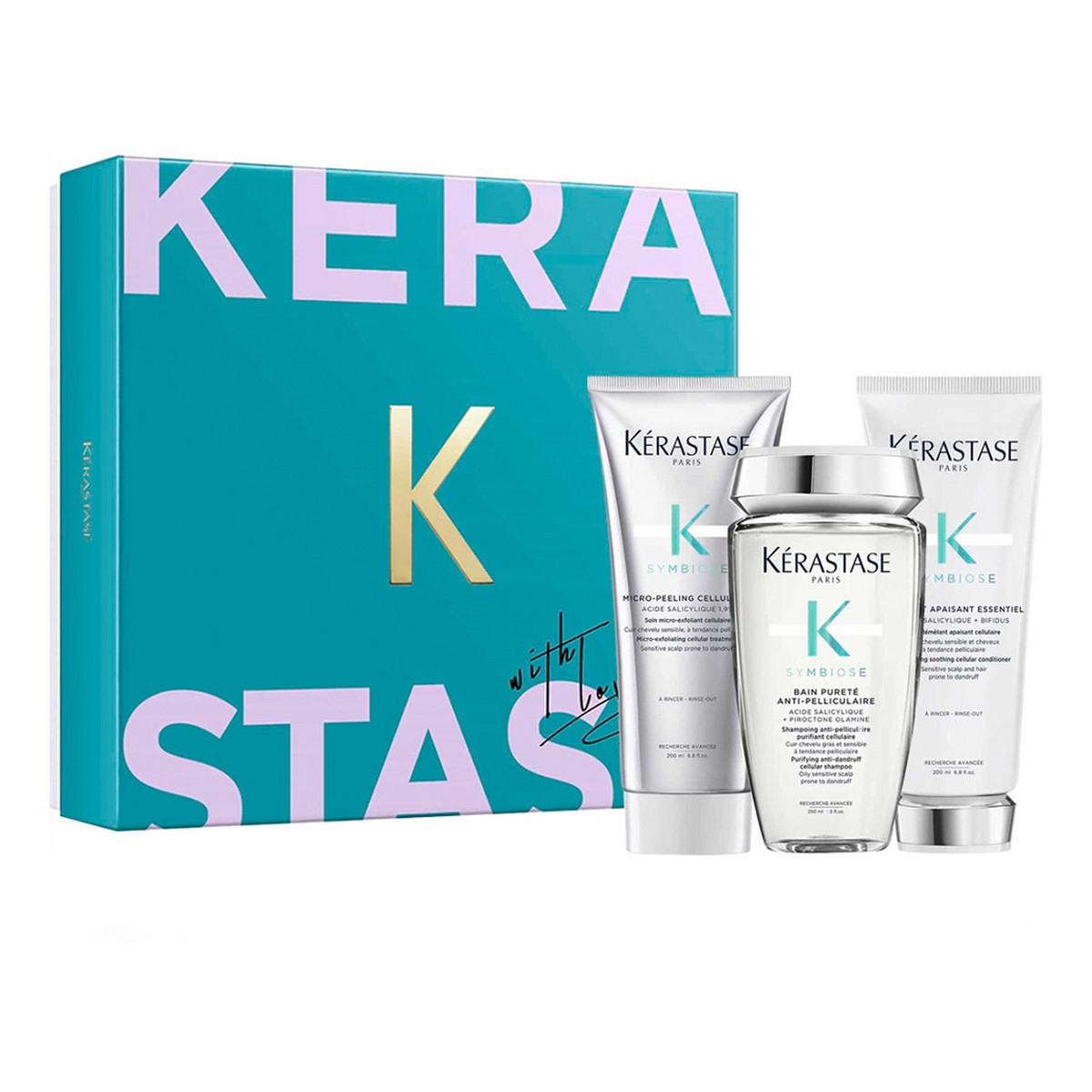 Kerastase Symbiose Zestaw oczyszczający szampon do włosów 250ml + kojąca odżywka do włosów 200ml + mikro-złuszczający peeling do skóry głowy 200ml