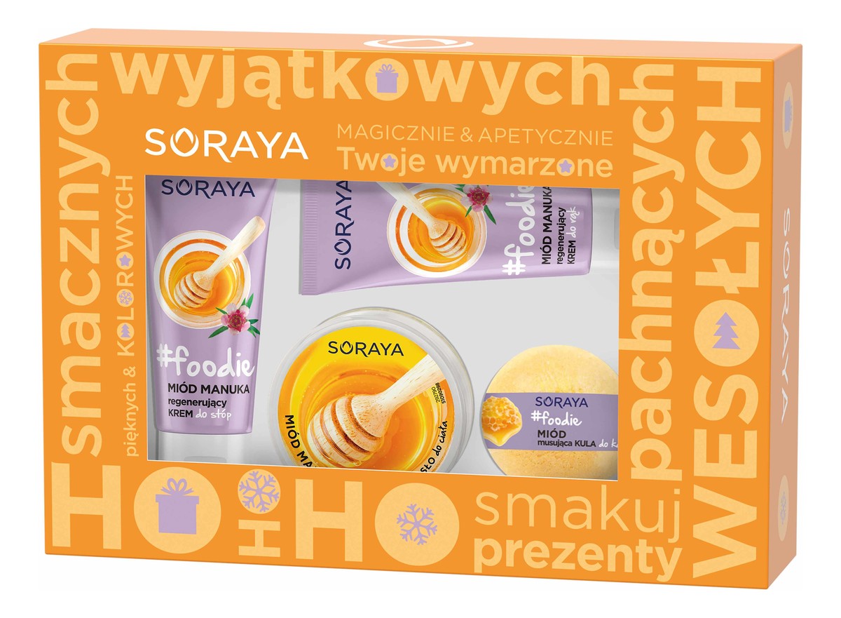 Manuka zestaw (Miód Manuka krem do rąk 75ml + masło do ciała 200ml + krem do stóp 75ml + kula do kąpieli 165g)