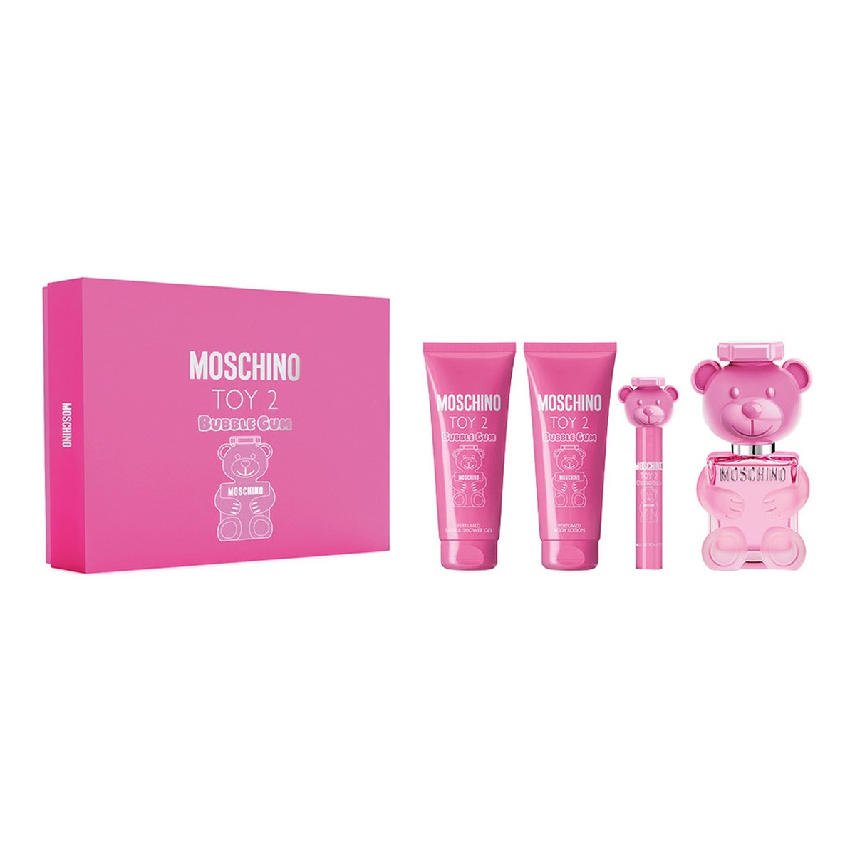 Moschino Toy 2 Bubble Gum Zestaw woda toaletowa spray 100ml + żel pod prysznic 100ml + balsam do ciała 100ml + woda toaletowa spray 10ml