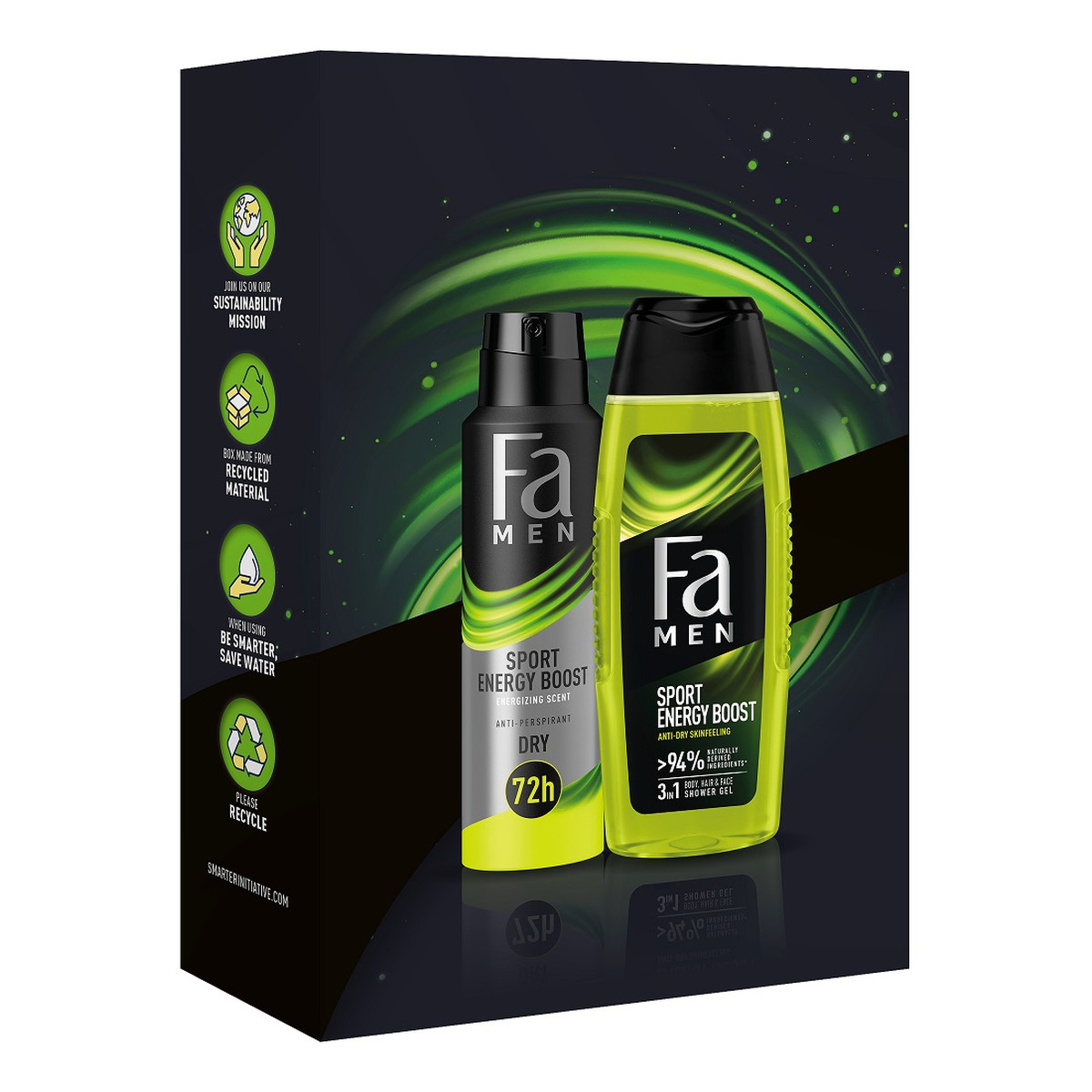 Fa Men Sport Energy Boost Zestaw żel pod prysznic 250ml + antyperspirant w sprayu 150ml