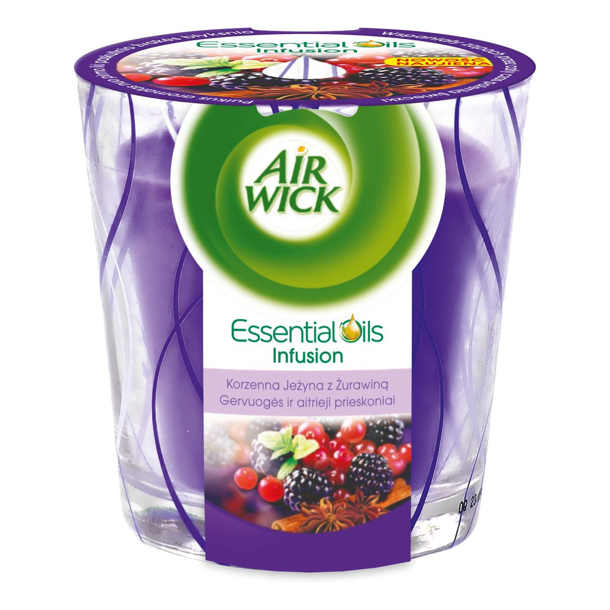 Air Wick Essential Oils Infusion świeczka zapachowa Korzenna Jeżyna z Żurawiną 105g