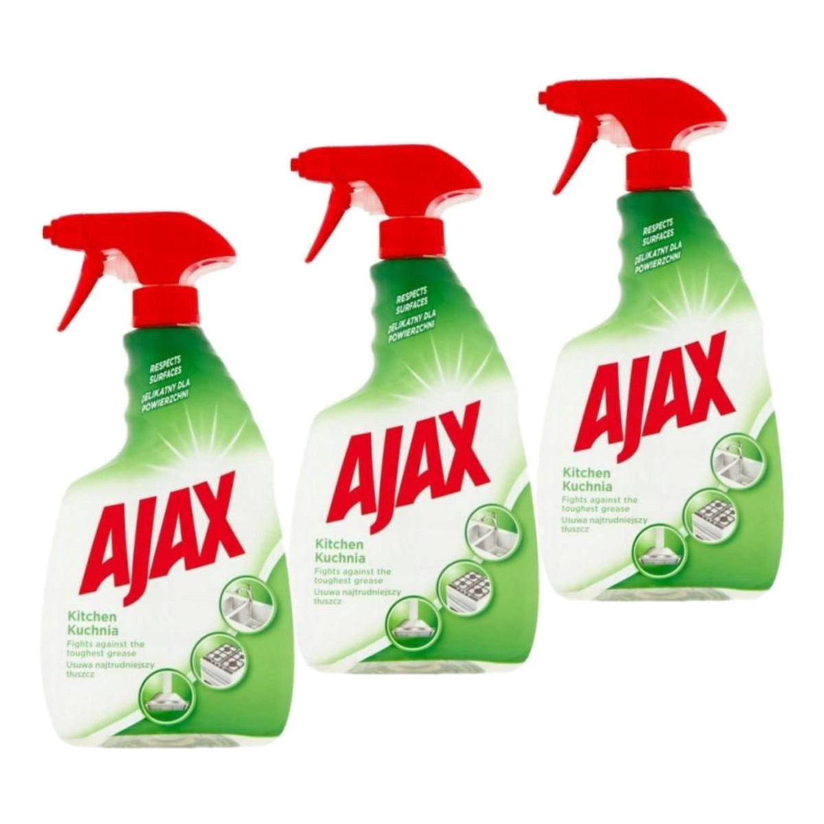 Ajax Spray do kuchni z roślinną formułą 3x750ml