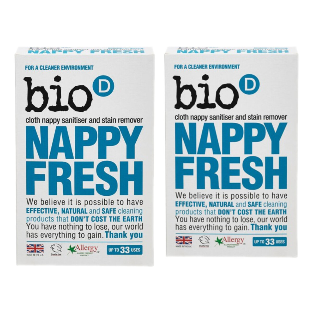 Bio-D Nappy Fres Dodatek antybakteryjny do proszku do prania pieluch 2x500g