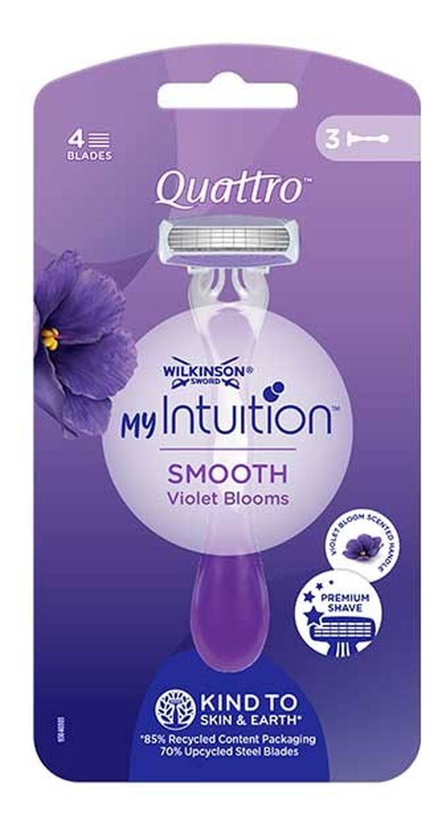 My intuition quattro smooth violet bloom jednorazowe maszynki do golenia dla kobiet 3szt