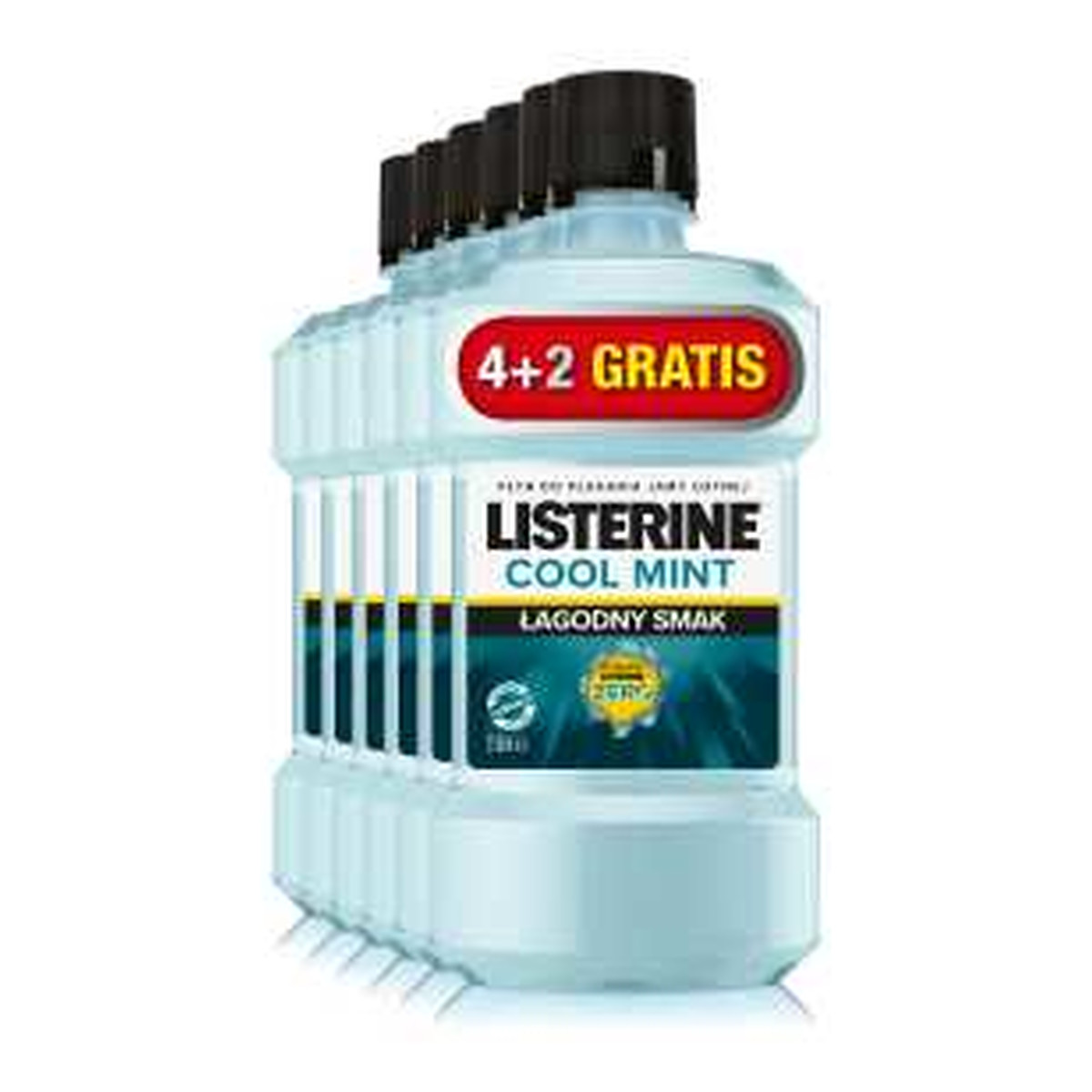 Listerine PLYN DO PLUKANIA UST .4+2 COOL MINT ZERO 6x250ml 1500ml