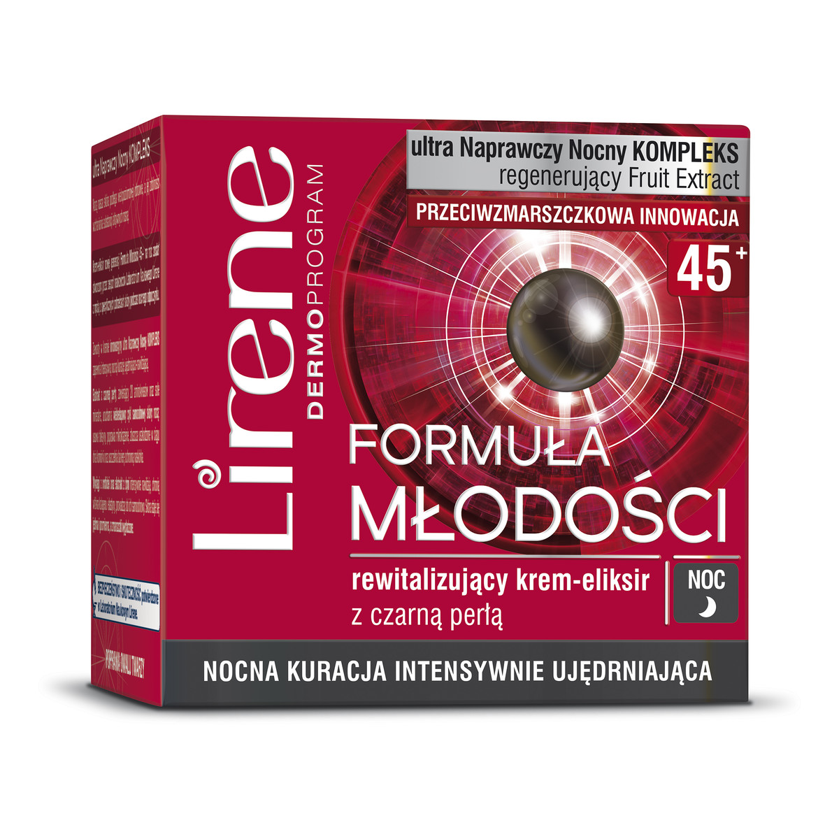 Lirene Formuła Młodości 45+ Rewitalizujacy krem-eliksir z czarna perłą na noc 50ml