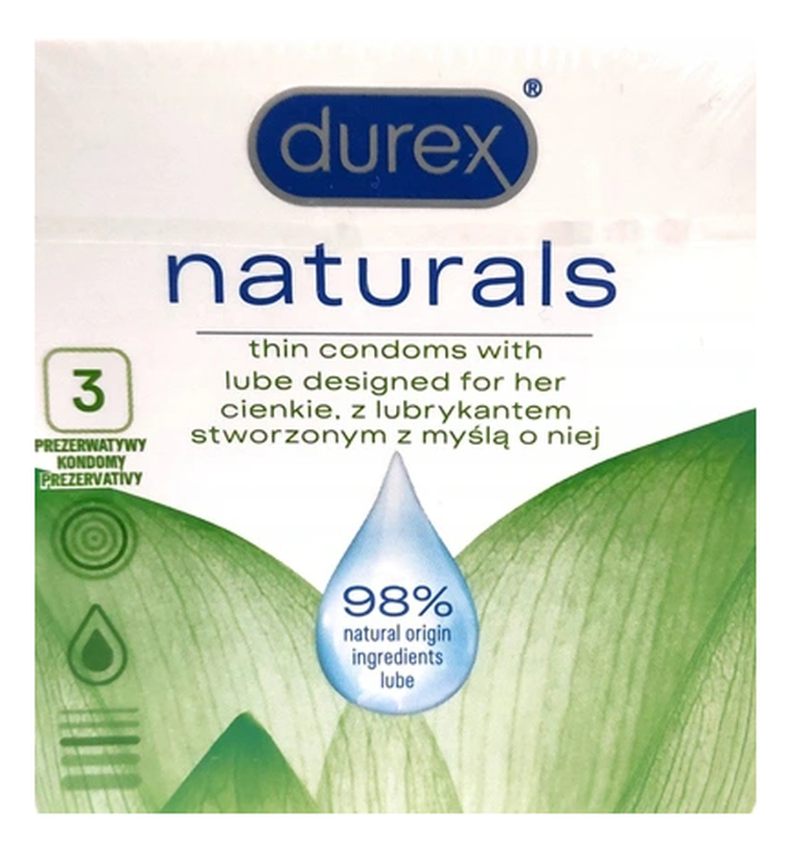 Naturals Thin Condoms With Lube Designed For Her cienkie prezerwatywy 3szt