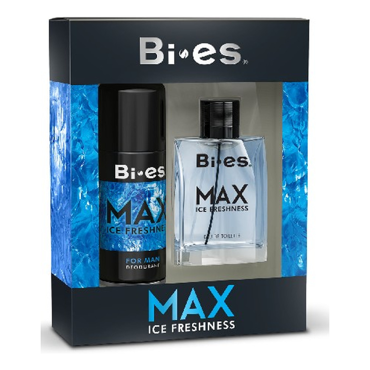 Bi-es MAX Ice Freshness For Man Zestaw: Woda Toaletowa+Dezodorant Spray 250ml