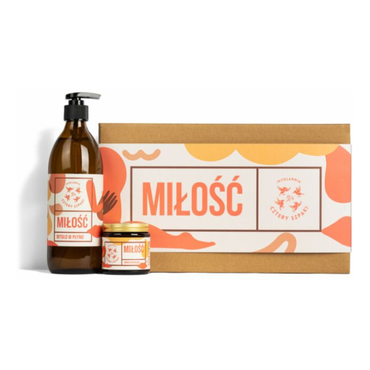 Mydlarnia Cztery Szpaki Miłość Zestaw Mydło w płynie + Świeca do masażu