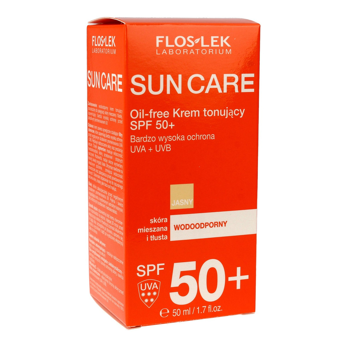 FlosLek SUN CARE Ochronny krem tonujący oil-free SPF50 cera mieszana i tłusta 50ml