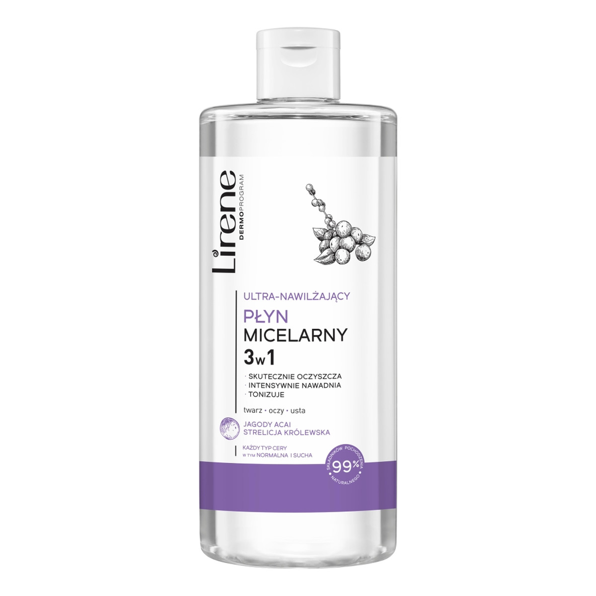 Lirene PIELĘGNACJA OCZYSZCZAJĄCA Ultra nawilżający płyn micelarny jagody aca 400ml