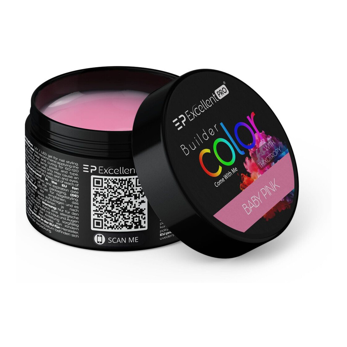Excellent PRO Builder Color With Thixotropy Pastel Żel budujący baby pink 15g
