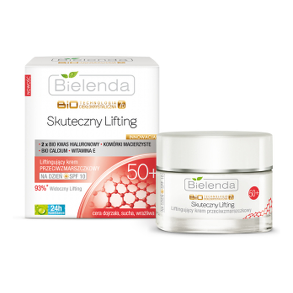 Bielenda Skuteczny Lifting 50+ Biotechnologia Ciekłokrystaliczna 7D Liftingujący Krem Przeciwzmarszczkowy Na Dzień 50ml
