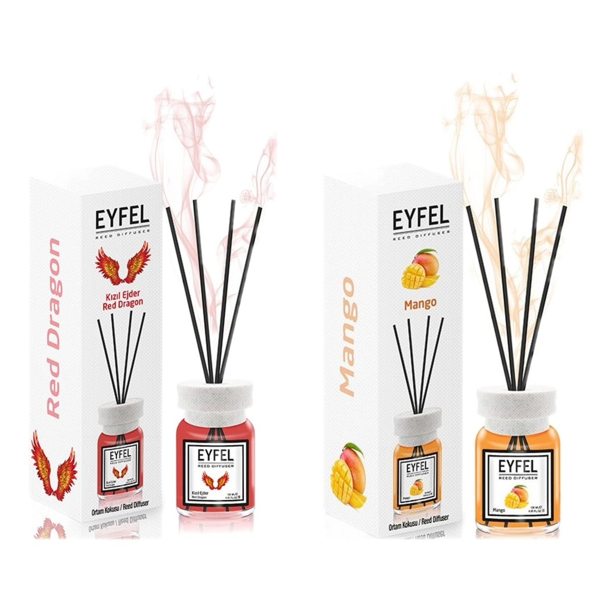 Eyfel Dyfuzor zapachowy z patyczkami Czerwony Anioł + Mango 2x120ml