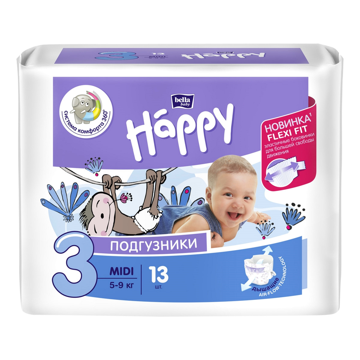 Bella Midi 3 Happy Pieluszki Dla Dzieci 13 Sztuk 5 - 9 Kg