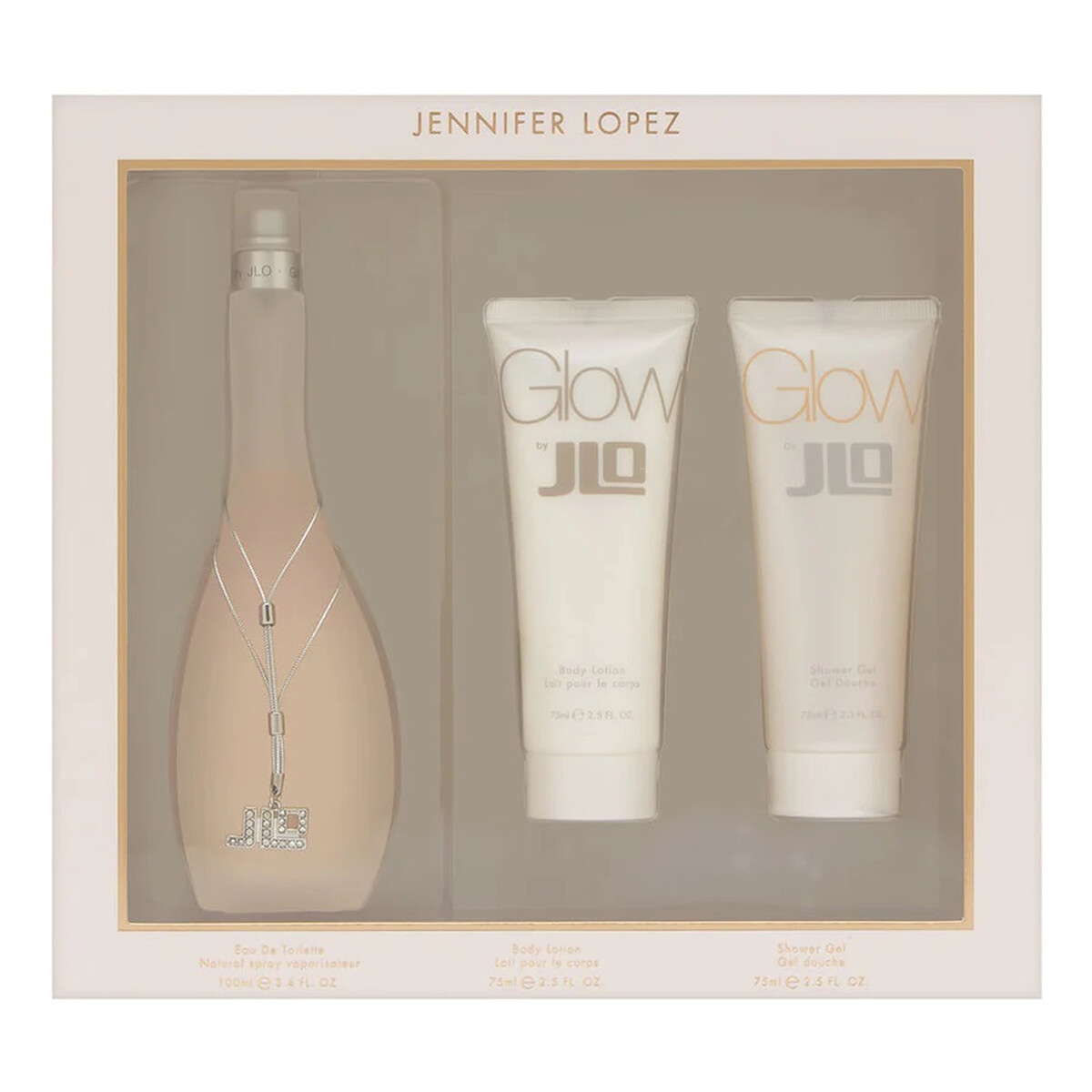 Jennifer Lopez Glow Zestaw woda toaletowa spray 100ml + balsam do ciała 75ml + żel pod prysznic 75ml