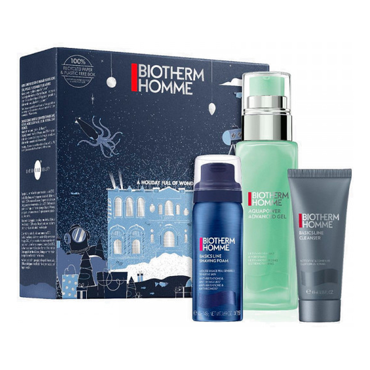 Biotherm Homme Aquapower Advanced Gel Zestaw żel nawilżający do twarzy 75ml + pianka do golenia 50ml + żel do mycia twarzy 40ml