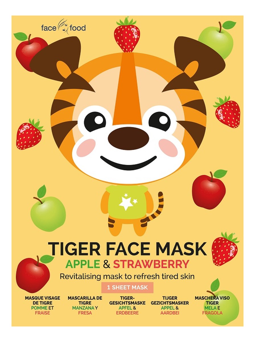 Tiger Face Mask rewitalizująca maseczka odświeżająca w płachcie do skóry zmęczonej Apple & Strawberry