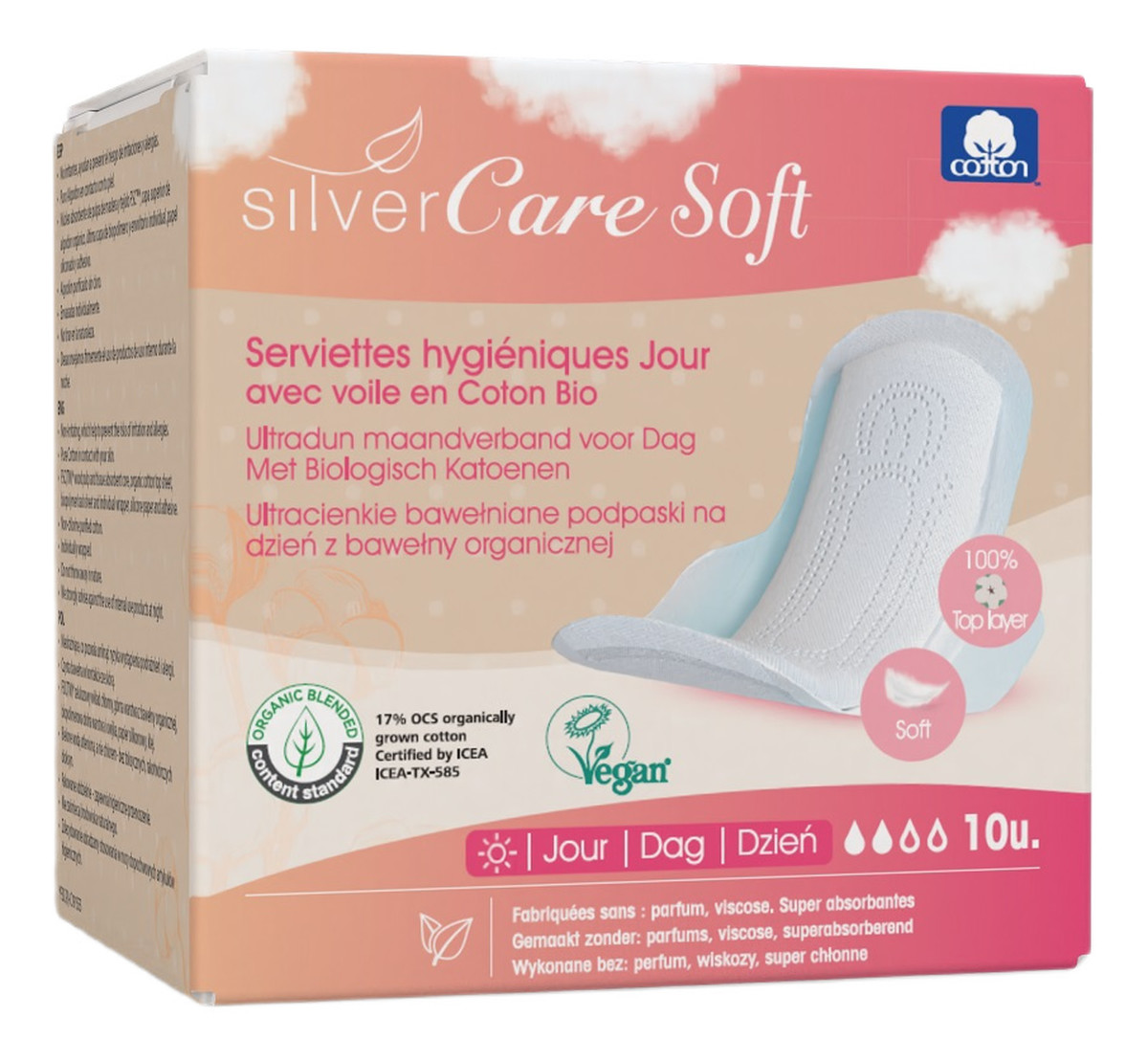 Silvercare soft ultracienkie bawełniane podpaski na dzień ze skrzydełkami 10szt.