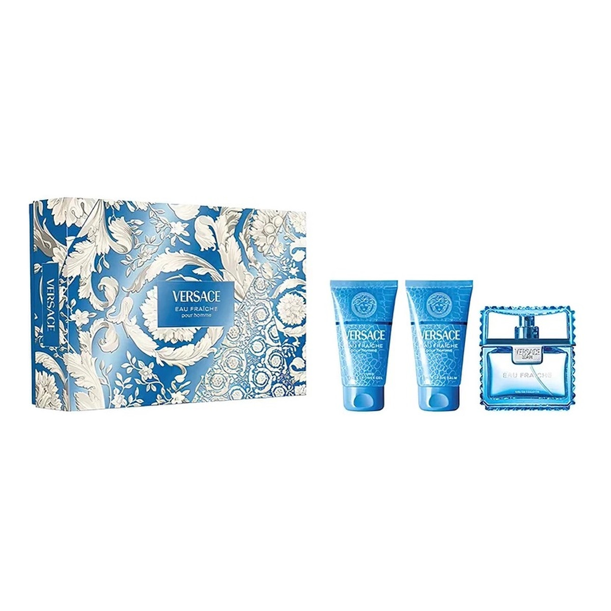 Versace Man Eau Fraiche zestaw woda toaletowa spray 50ml + żel pod prysznic 50ml + balsam po goleniu 50ml
