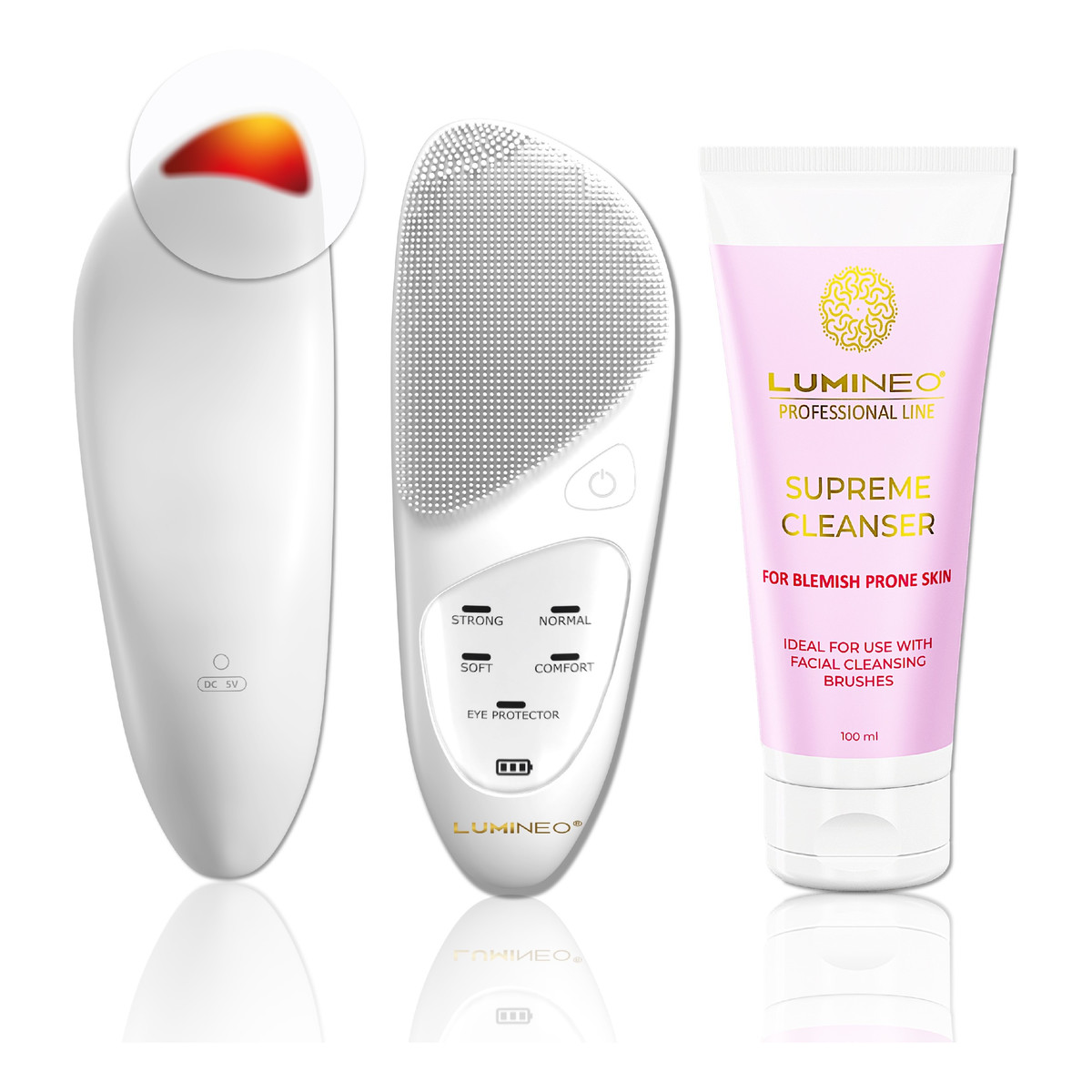 Lumineo Professional line szczoteczka do twarzy sonic thermo brush + Żel lumineo do skóry problematycznej i trądzikowej