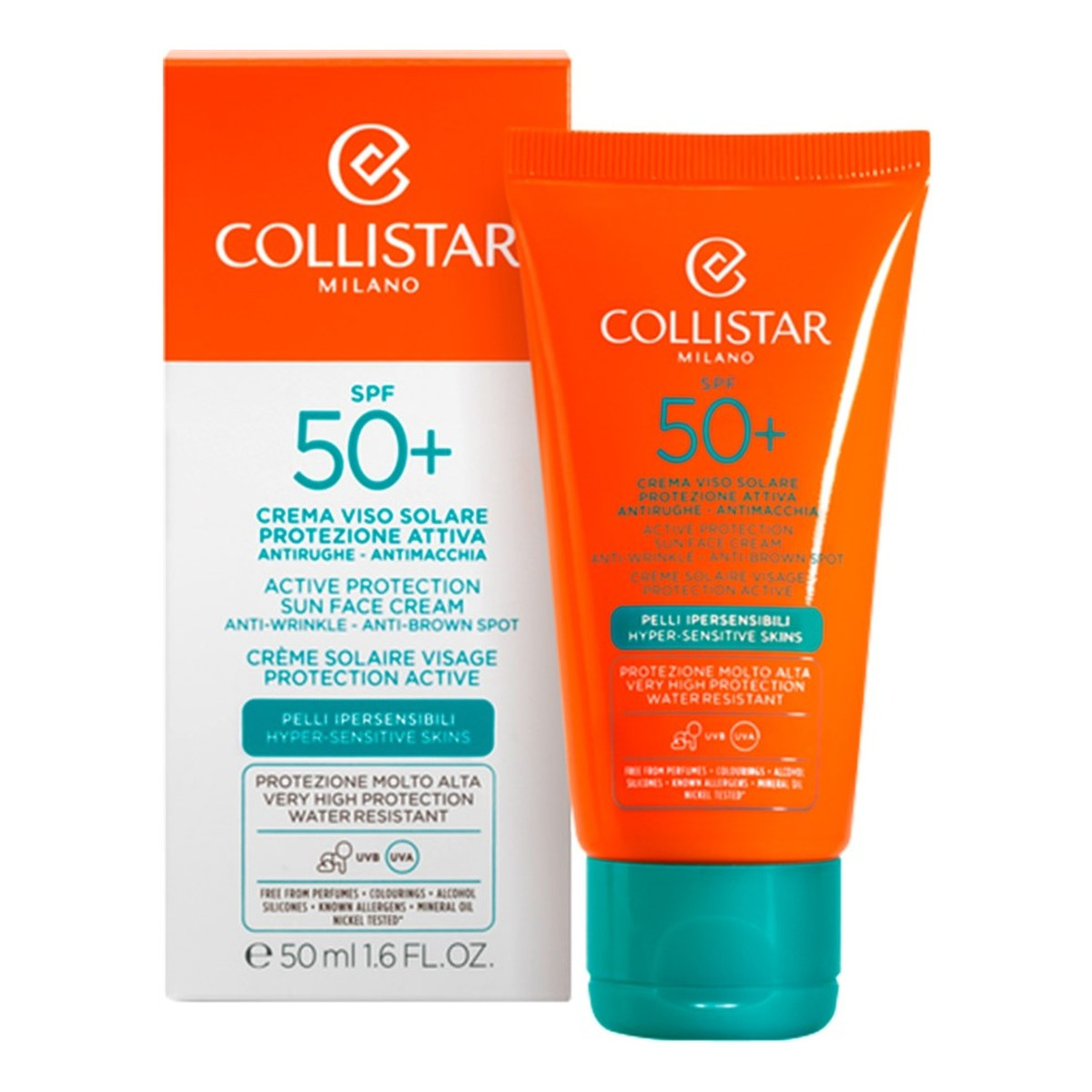 Collistar Speciale Abbronzatura Perfetta Active Protection Sun Face Cream SPF 50+ Krem do opalania przeciw starzeniu 50ml