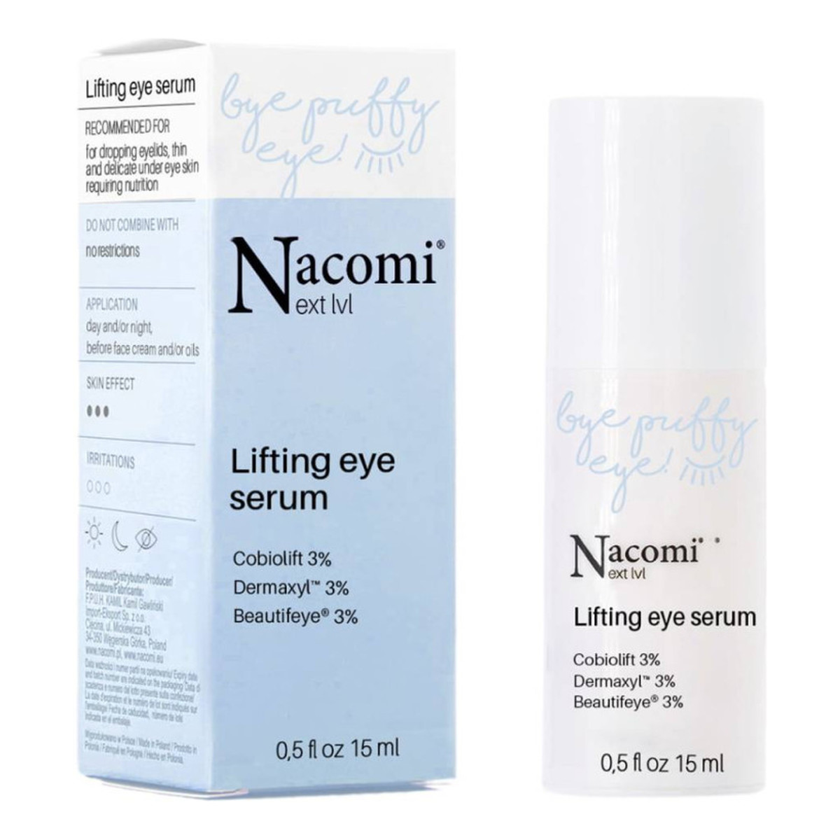 Nacomi Next Level Liftingujące serum pod oczy na opuchliznę i opadajacą powiekę 15ml