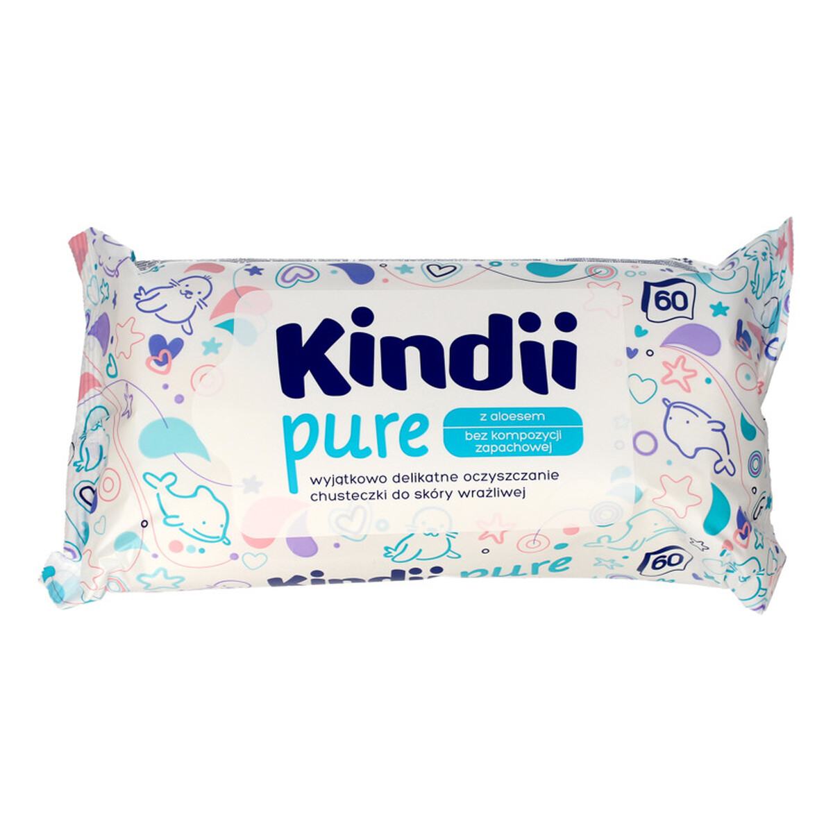 Kindii Pure Chusteczki oczyszczające dla niemowląt z aloesem 1op.-60szt