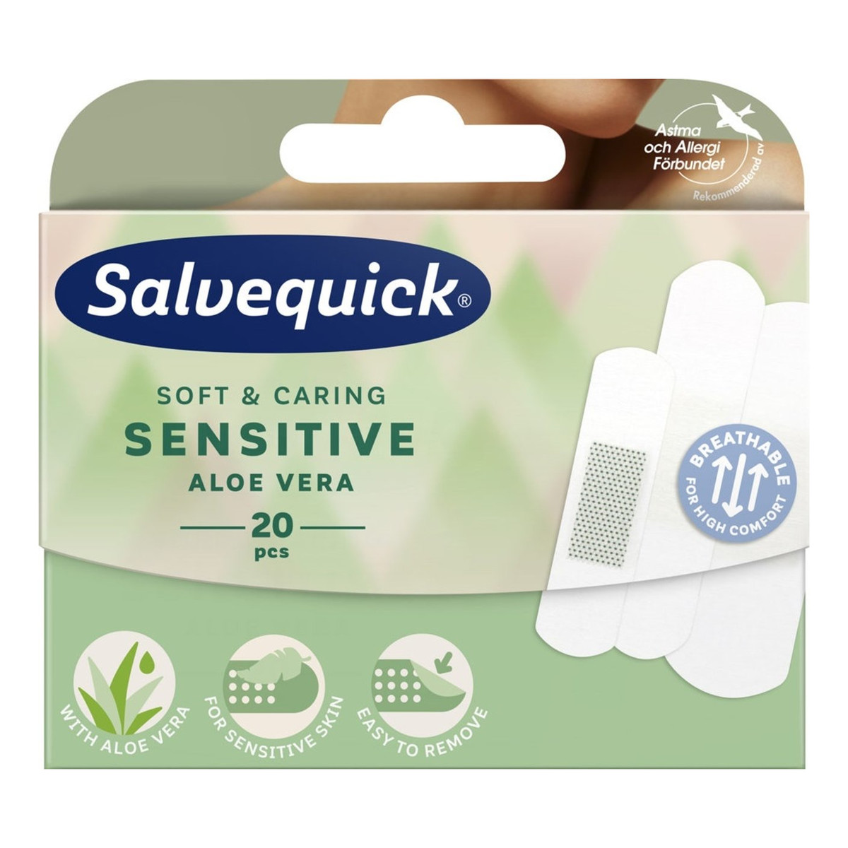 Salvequick Sensitive plastry opatrunkowe Aloe Vera 20 sztuk