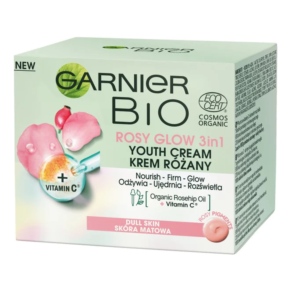 Garnier Bio Rosy Glow 3in1 Youth Cream Krem różany przeciw oznakom starzenia dla skóry matowej 50ml