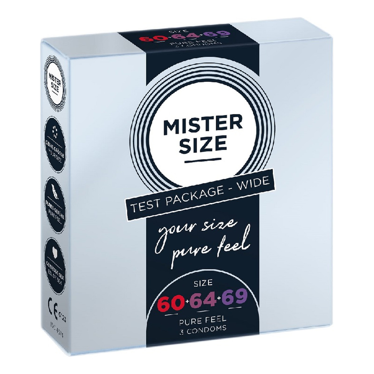 Mister Size Condoms prezerwatywy dopasowane do rozmiaru 60mm 64mm 69mm 3szt.