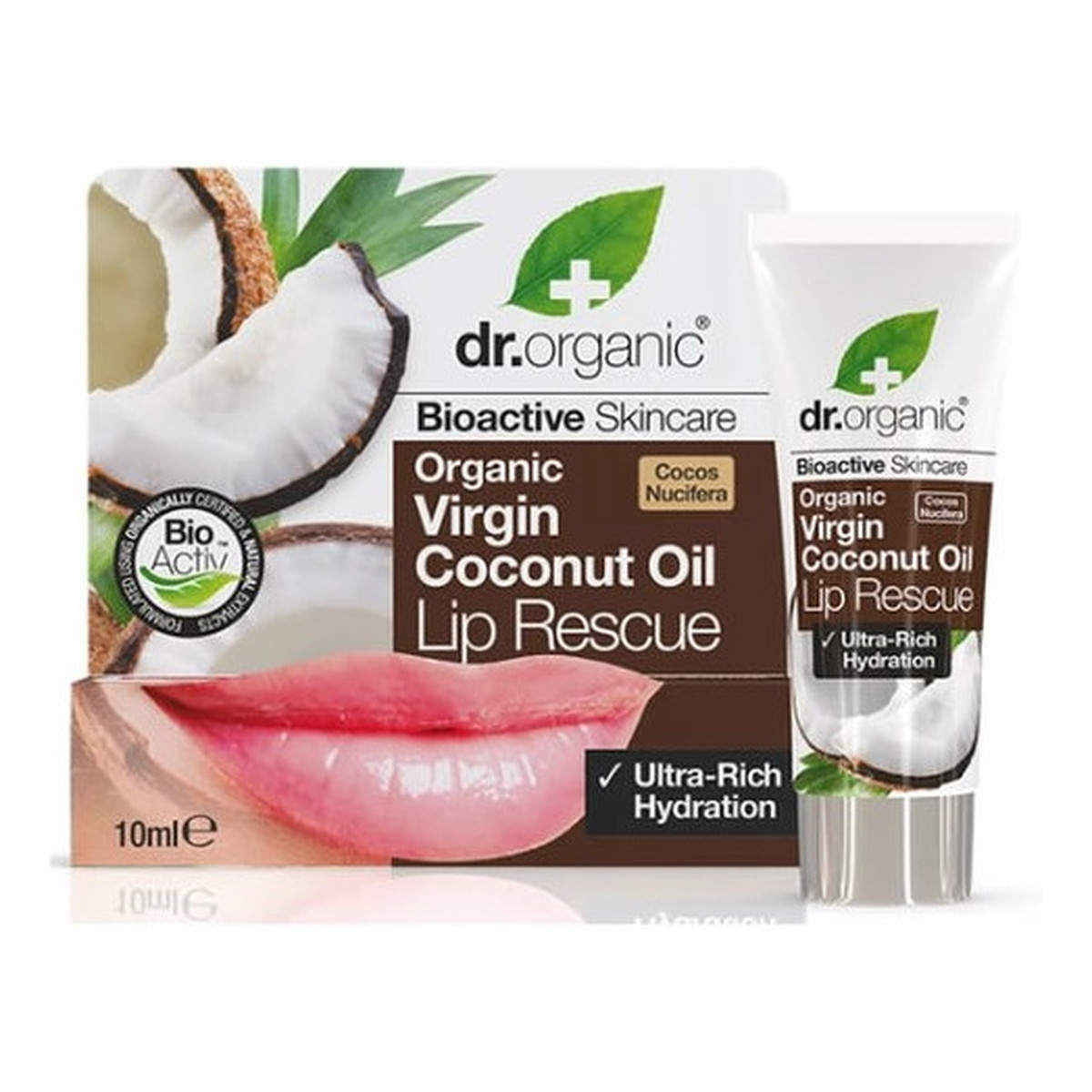 Dr.Organic Virgin coconut oil lip serum intensywnie nawilżające serum do suchych ust 10ml