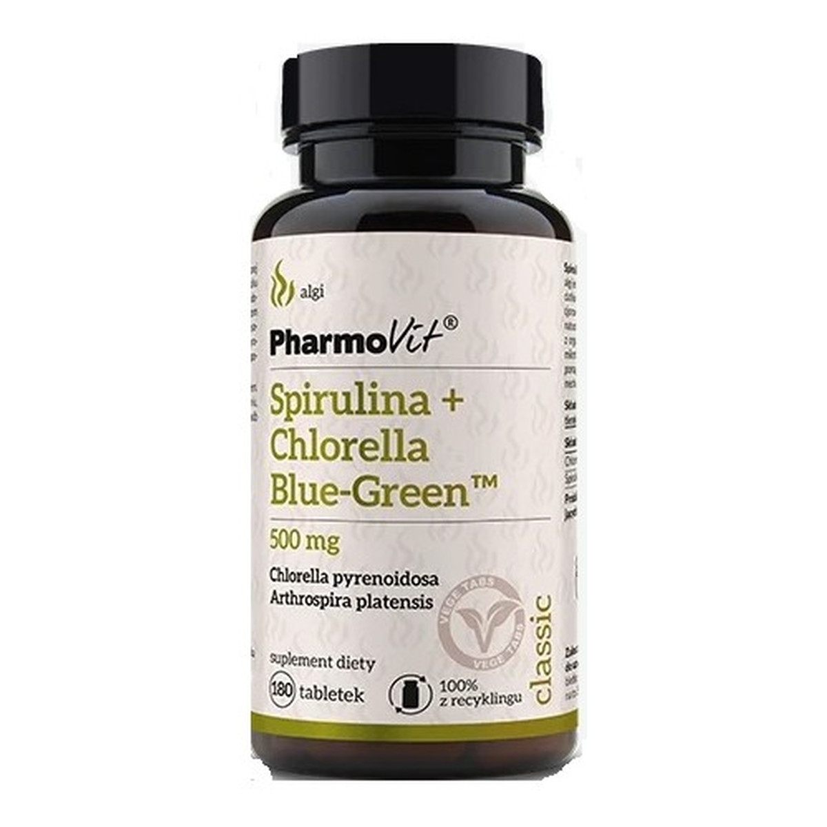 Pharmovit Spirulina + Chlorella + Blue-Green suplement diety 180 tabletek 500mg