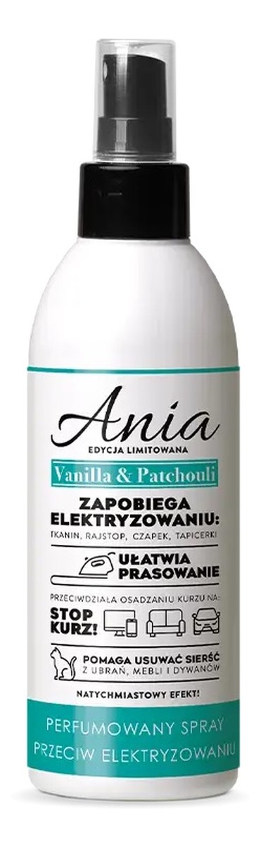 Ania perfumowany spray przeciw elektryzowaniu vanilla patchouli