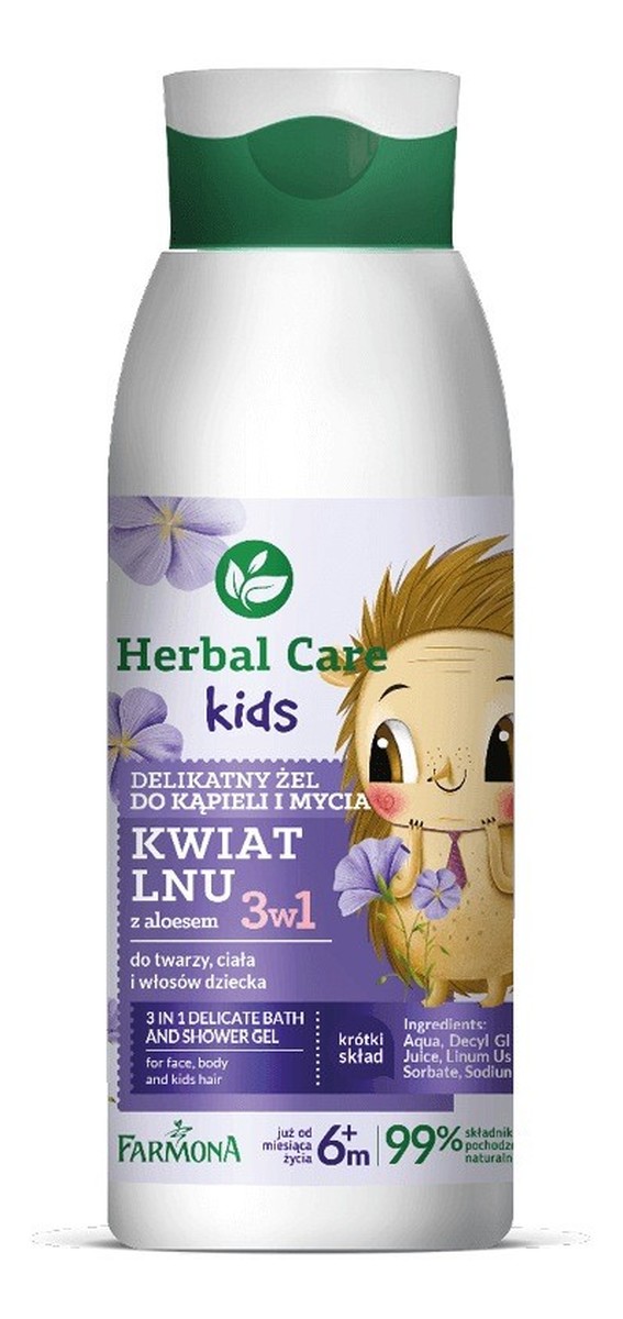 Kids Delikatny Żel do kąpieli i mycia dla dzieci 3w1 Kwiat Lnu