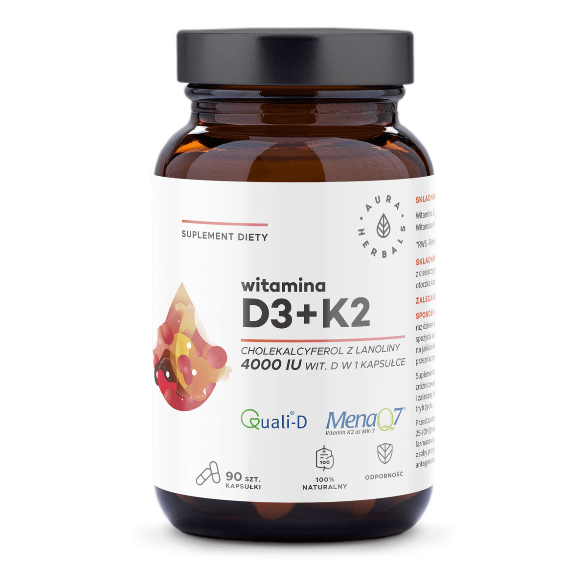 Aura Herbals Witamina D3 4000 IU + K2 - kapsułki 90 szt.