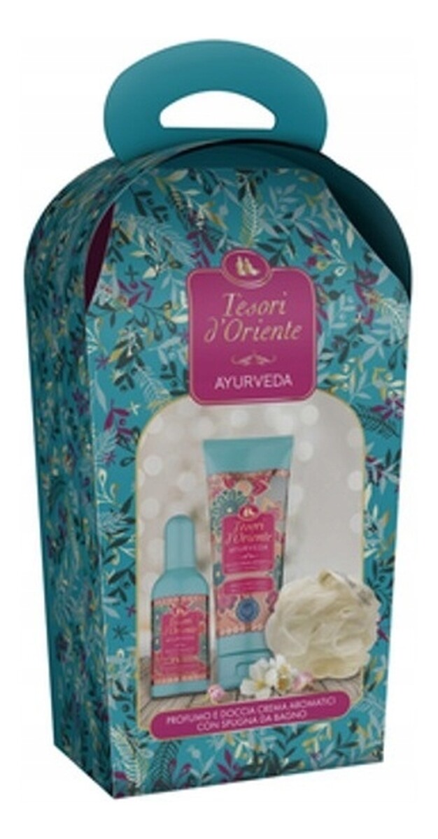 Zestaw prezentowy Ayurveda (woda toaletowa 100 ml + żel pod prysznic 75 ml + myjka do kąpieli)