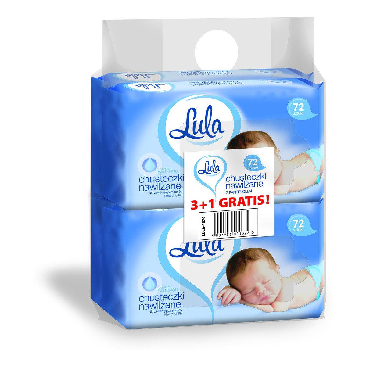 Lula Chusteczki nawilżane z Pantenolem 72szt 3+1 gratis