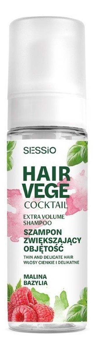 Hair vege cocktail szampon w piance zwiększający objętość włosów malina i bazylia 175g