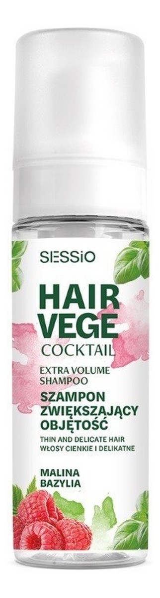 Hair vege cocktail szampon w piance zwiększający objętość włosów malina i bazylia