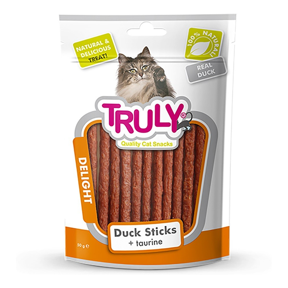 Truly Cat snacks przekąski dla kota delight pałeczki-kaczka i tauryna (oczyszczające zęby) 50g