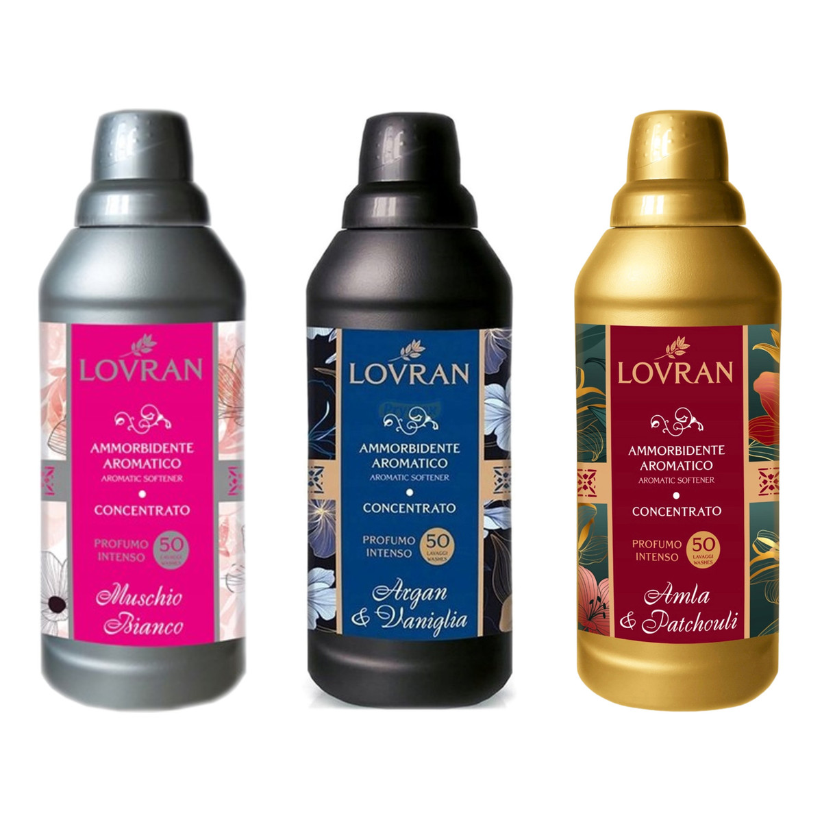 Lovran Płyn do płukania Muschio Bianco, Argan Vanilia, Amla Paczuli 3x1000ml 150 prań